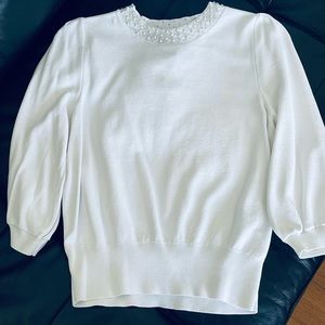 H&M - Pearl Beaded Neck Collar Sweater - Size S - NWT
